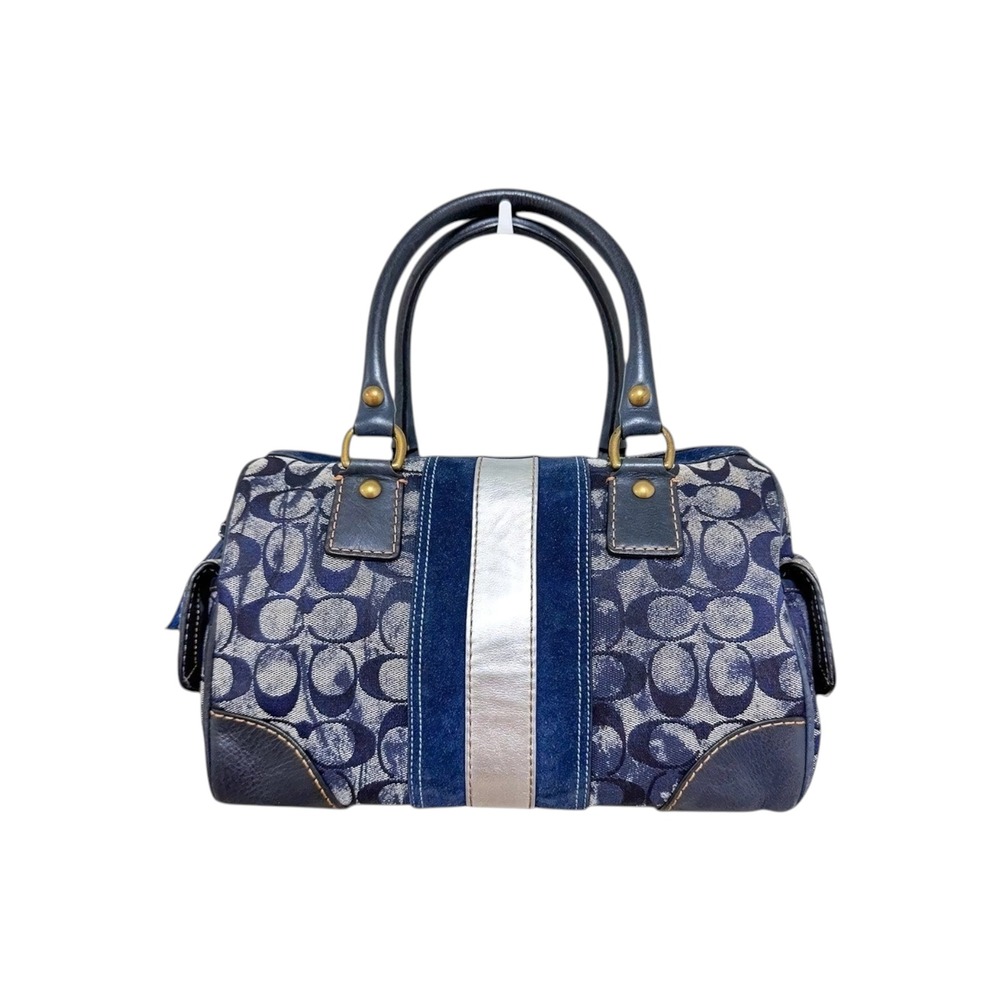 Coach Satchel Bag Signature Patchwork Denim Blue Medium Y2K 2186